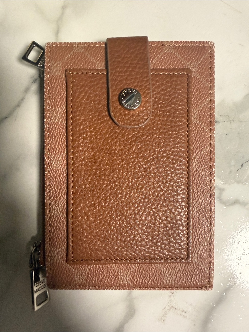 Steve Madden Tan Pebbled Leather Card Wallet